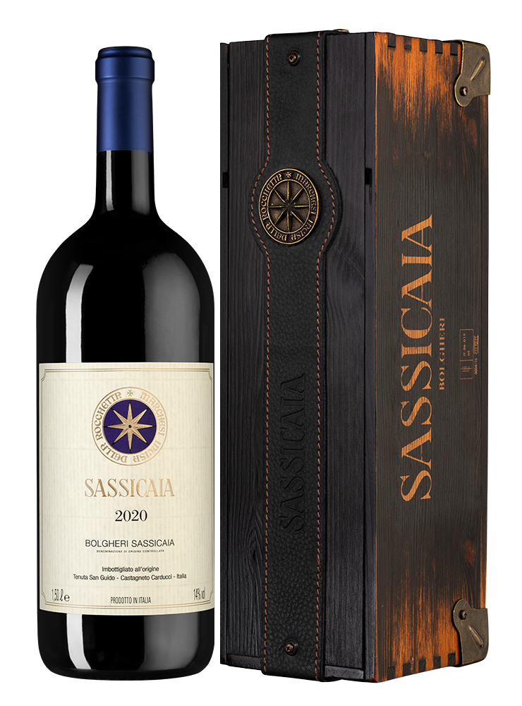 Вино Sassicaia в подарочной упаковке, Tenuta San Guido, 2020, 1.5л, (159386), Италия, Тоскана, красное, сухое, 1.5 л, Сассикайя, цена 274990 рублей