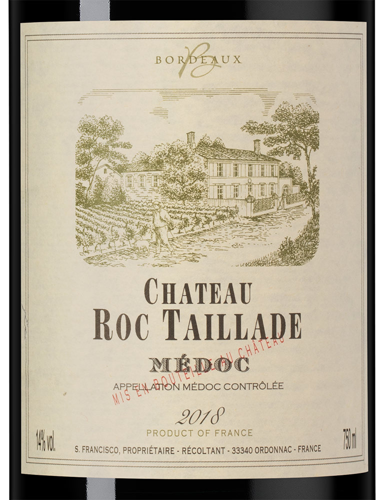 Вино Chateau Roc Taillade (Medoc), 2018, (143030), Франция, Бордо, красное, сухое, 0.75 л, Шато Рок Тайяд, цена 4990 рублей