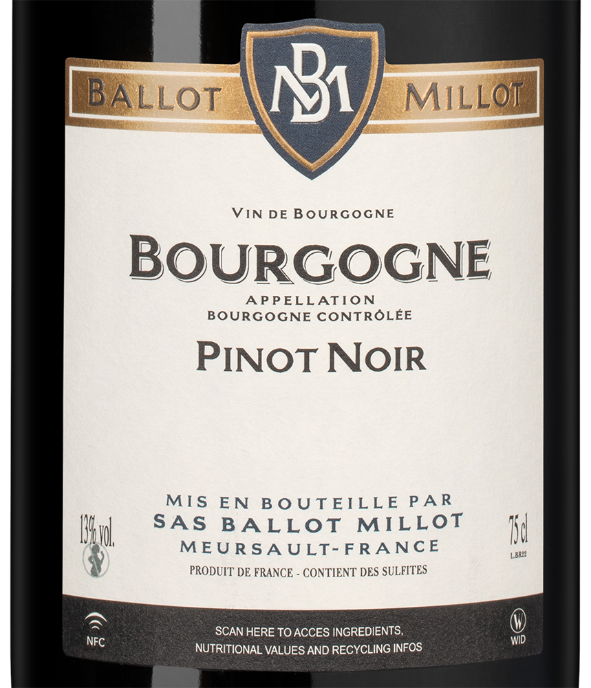Вино Bourgogne Pinot Noir, Domaine Ballot Millot et Fils, 2023, (154462), Франция, Бургундия, красное, сухое, 0.75 л, Бургонь Пино Нуар, цена 11490 рублей