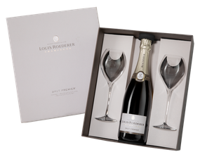Шампанское Louis Roederer Brut Premier c 2-мя бокалами, (127819), gift box в подарочной упаковке, белое брют, 0.75 л, Брют Премьер цена 21490 рублей