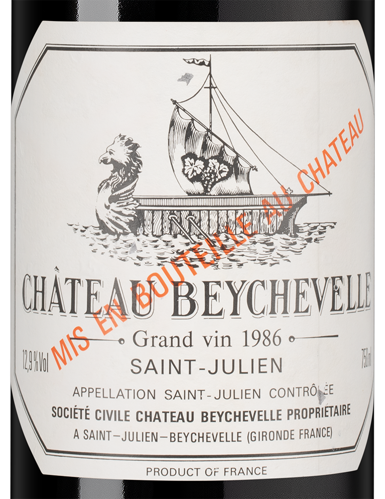 Вино Chateau Beychevelle, 1986, (155445), Франция, Бордо, красное, сухое, 0.75 л, Шато Бешвель, цена 89990 рублей