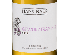 Вино Hans Baer Gewurztraminer, (123783), белое полусладкое, 2019 г., 0.75 л, Gewurztraminer Ханс Баер цена 1190 рублей