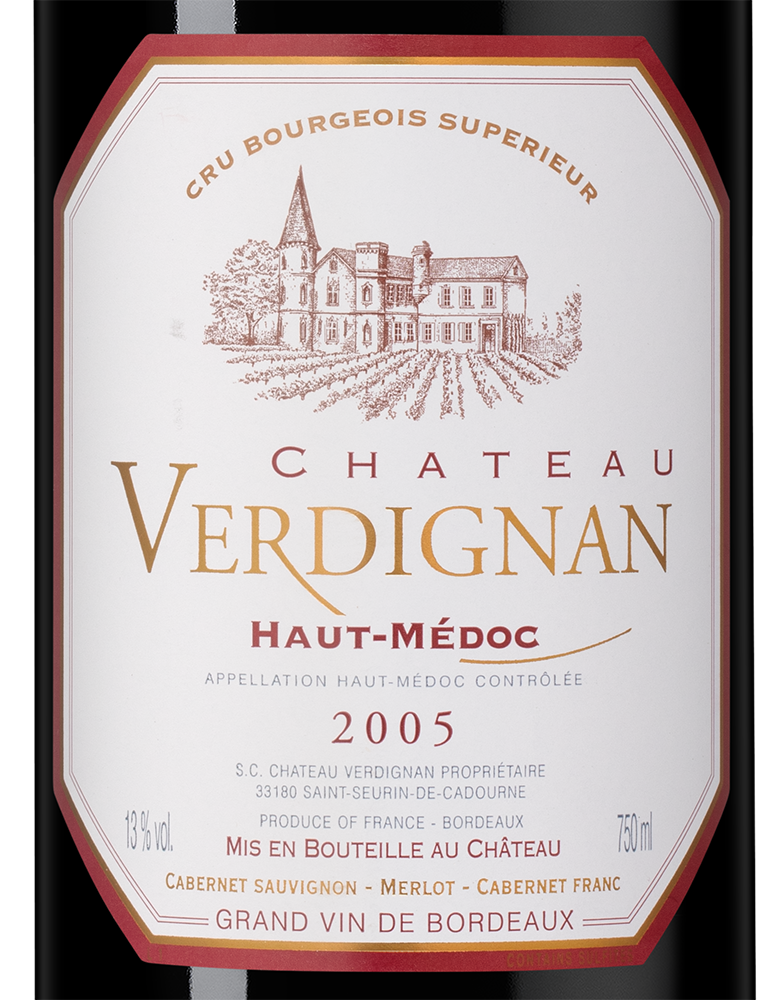 Вино Chateau Verdignan (Haut-Medoc), 2005, (143599), Франция, Бордо, красное, сухое, 0.75 л, Шато Вердиньян, цена 7990 рублей