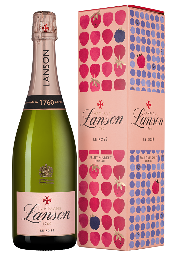 Шампанское Le Rose Brut Fruit Market Edition в подарочной упаковке, Lanson, (151879), Франция, Шампань, розовое, брют, 0.75 л, Ле Розе Брют, цена 17490 рублей