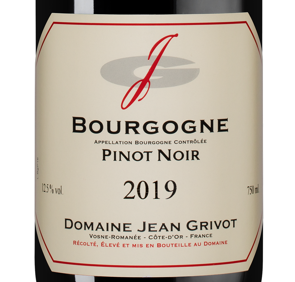 Вино Bourgogne Pinot Noir, Domaine Jean Grivot, 2019, (148525), Франция, Бургундия, красное, сухое, 0.75 л, Бургонь Пино Нуар, цена 17490 рублей