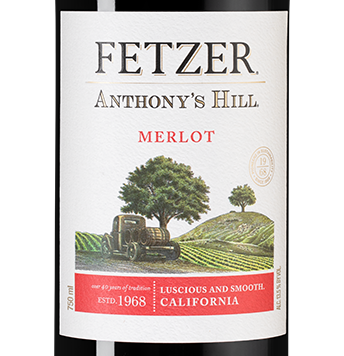 Вино Anthony's Hill Merlot, Fetzer, (116552), Соединенные Штаты Америки, Калифорния, красное, полусухое, 0.75 л, Энтонис Хилл Мерло, цена 1240 рублей