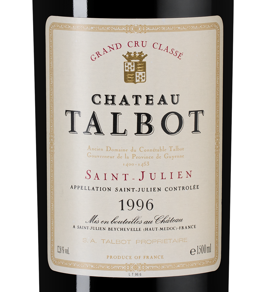 Вино Chateau Talbot, 1996, 1.5л, (143462), Франция, Бордо, красное, сухое, 1.5 л, Шато Тальбо, цена 99990 рублей