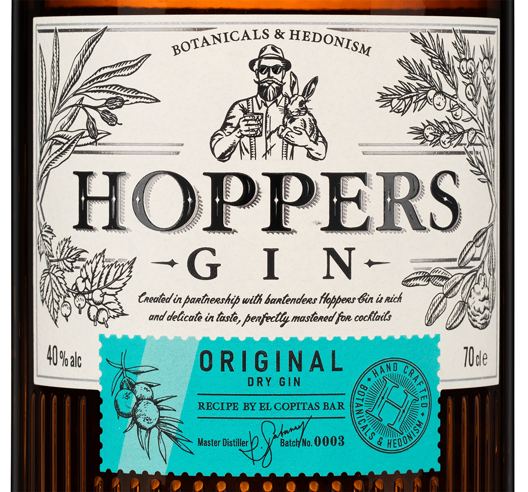 Джин Hoppers Original Dry, (147520), Россия, 0.7 л, Хопперс Ориджинал Драй, цена 990 рублей