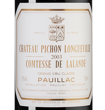 Вино Chateau Pichon Longueville Comtesse de Lalande, (140787), красное сухое, 2003 г., 0.75 л, Шато Пишон Лонгвиль Контес де Лаланд цена 64990 рублей