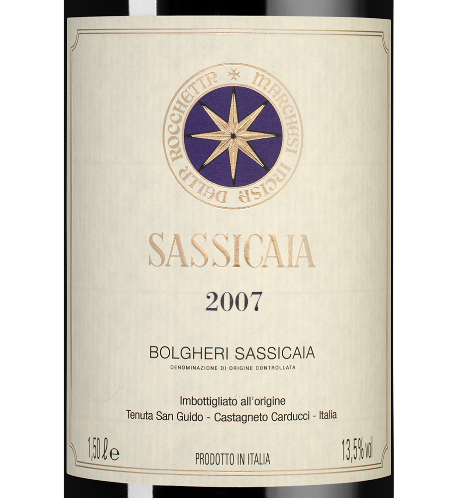 Вино Sassicaia, Tenuta San Guido, 2007, 1.5л, (105984), Италия, Тоскана, красное, сухое, 1.5 л, Сассикайя, цена 364990 рублей