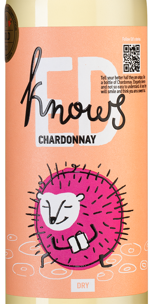Вино Ed Knows Chardonnay, Bostavan, 2021, (137674), Республика Молдова, Codru, белое, сухое, 0.75 л, Эд Ноуз Шардоне, цена 1120 рублей