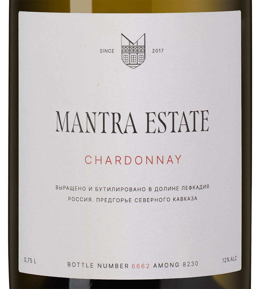 Вино Mantra Шардоне, Mantra Estate, 2023, (152763), Россия, Кубань, белое, сухое, 0.75 л, Шардоне, цена 3990 рублей