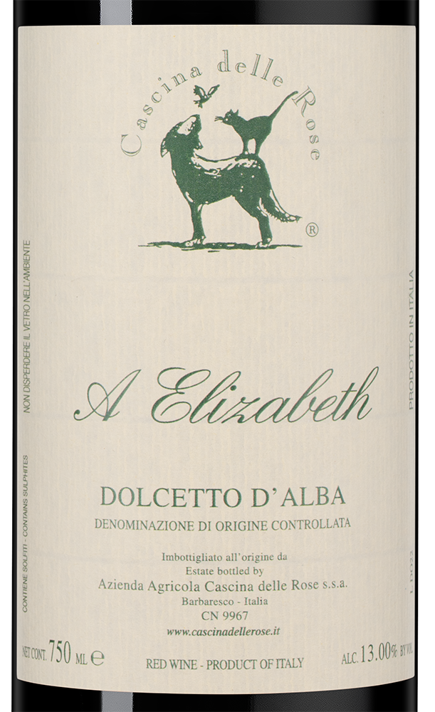 Вино Dolcetto d'Alba A Elizabeth, Cascina delle Rose, 2023, (153609), Италия, Пьемонт, красное, сухое, 0.75 л, Дольчетто д'Альба А Элизабет, цена 7290 рублей