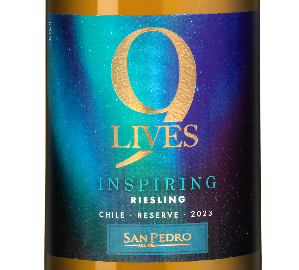 Вино 9 Lives Inspiring Riesling Reserve, Vina San Pedro, 2023, (148758), Чили, Центральная Долина, белое, сухое, 0.75 л, 9 Лайвс Инспайринг Рислинг Резерв, цена 1790 рублей