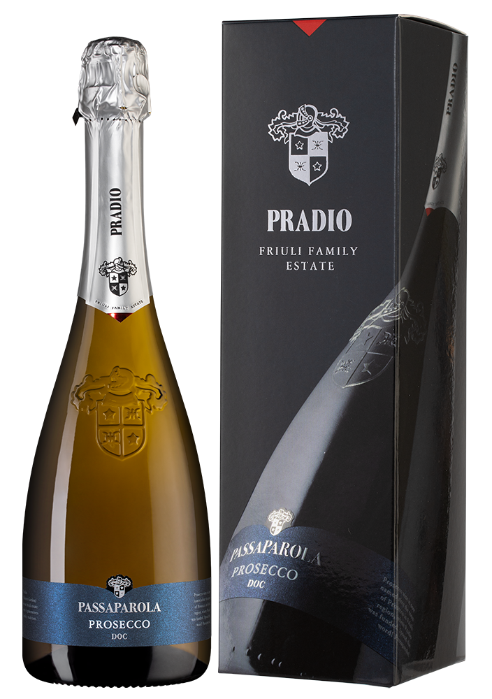Игристое вино Passaparola Prosecco в подарочной упаковке, Pradio, (160014), Италия, Фриули-Венеция-Джулия, белое, брют, 0.75 л, Просекко Пассапарола, цена 2990 рублей