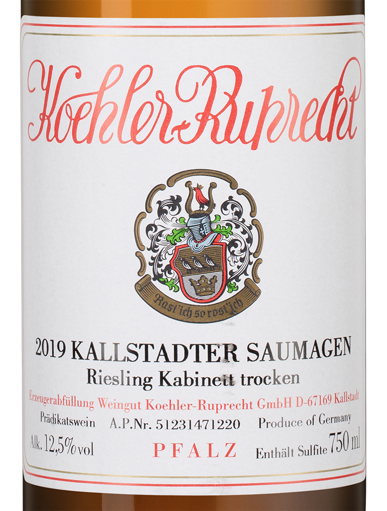 Вино Kallstadter Saumagen Riesling Kabinett, Koehler Ruprecht, 2019, (147466), Германия, Пфальц, белое, сухое, 0.75 л, Рислинг Кальштадтер Заумаген Кабинет, цена 6490 рублей