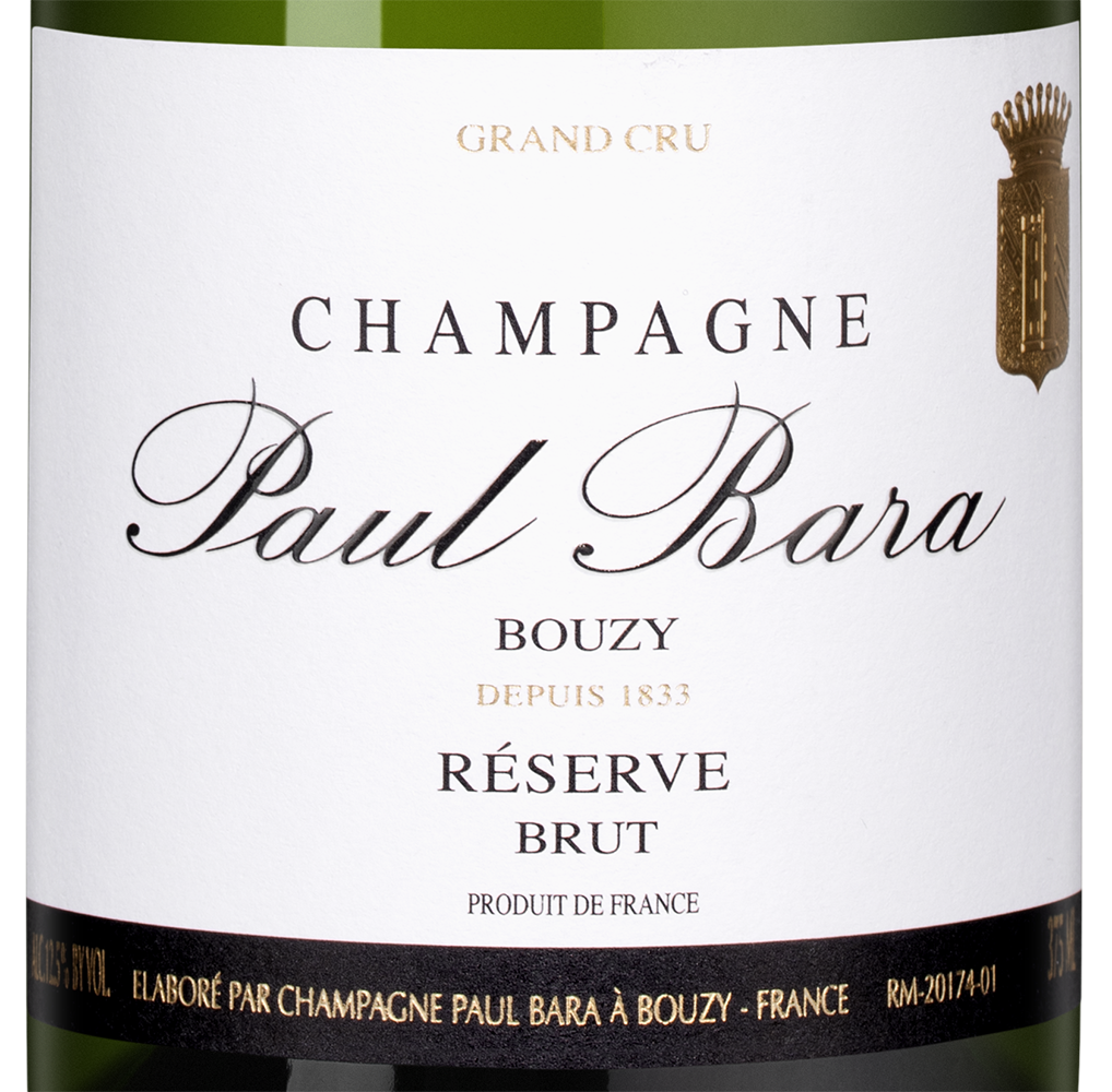 Шампанское Reserve Bouzy Grand Cru Brut, Paul Bara, 0.375л, (159064), Франция, Шампань, белое, брют, 0.375 л, Резерв Бузи Гран Крю Брют, цена 7990 рублей