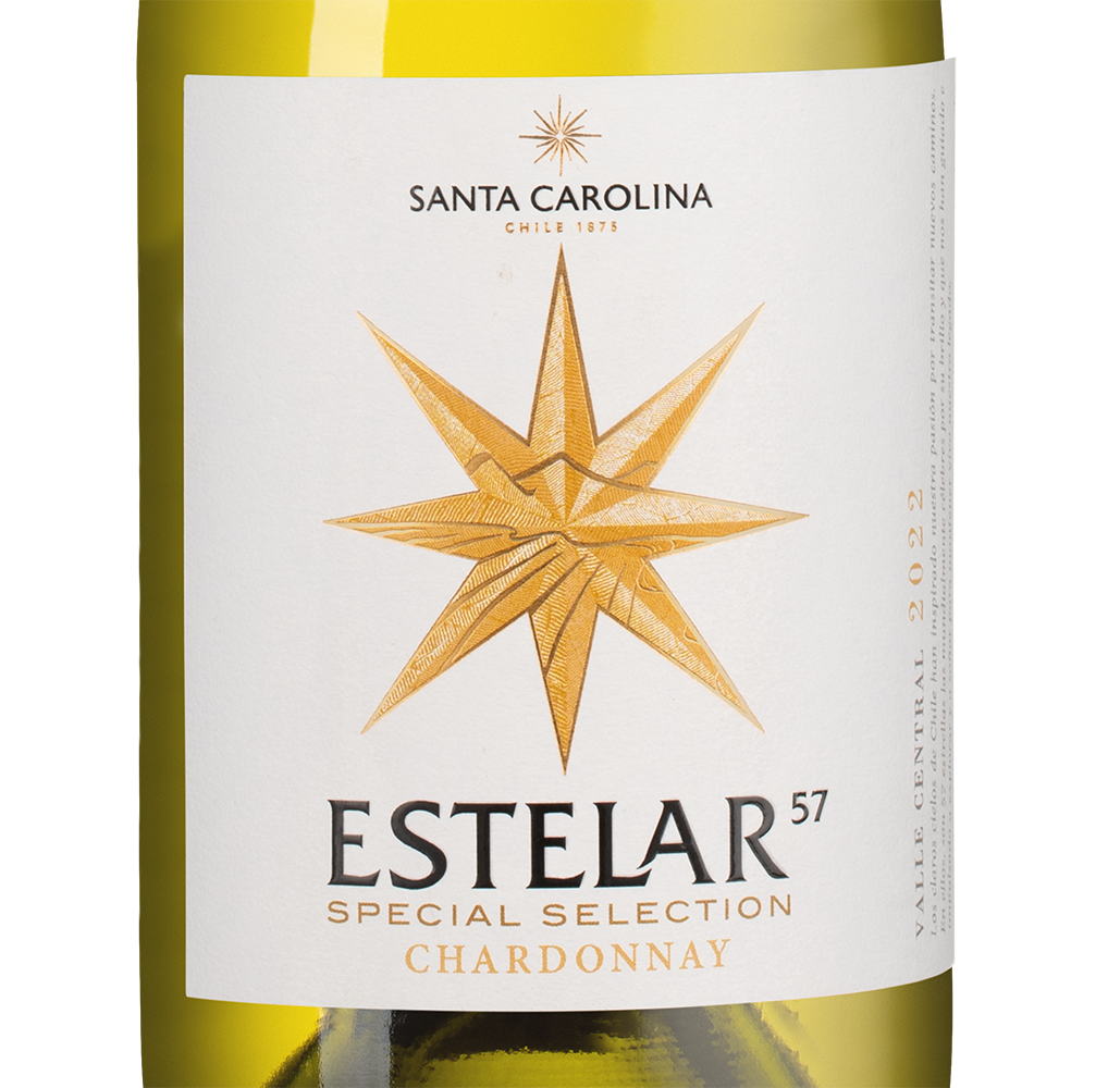 Вино Estelar Chardonnay, Santa Carolina, 2022, (141277), Чили, Центральная Долина, белое, полусухое, 0.75 л, Эстелар Шардоне, цена 1390 рублей