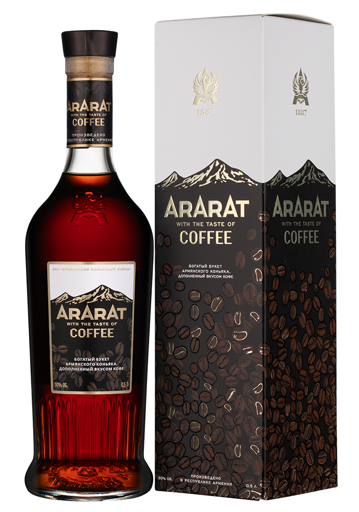 Бренди Арарат со вкусом кофе в подарочной упаковке, 0.5л, (146881), Армения, Араратская долина, 0.5 л, Арарат Кофе, цена 1690 рублей