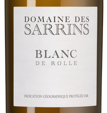 Вино Domaine des Sarrins Blanc de Rolle, (148368), белое сухое, 2022 г., 0.75 л, Домен де Саррен Блан де Роль цена 5790 рублей
