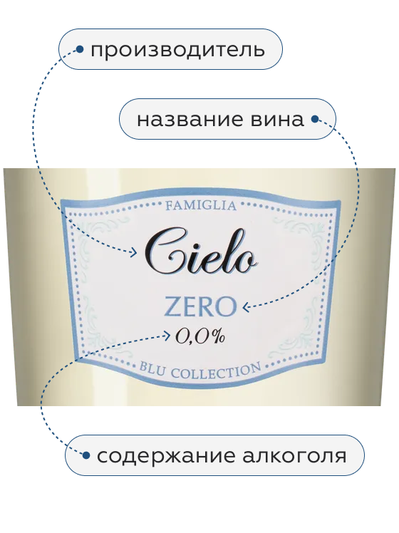 Игристое вино безалкогольное, 0,0%, Cielo Zero, (149900), Италия, 0.75 л, Чело Зеро, цена 1148 рублей