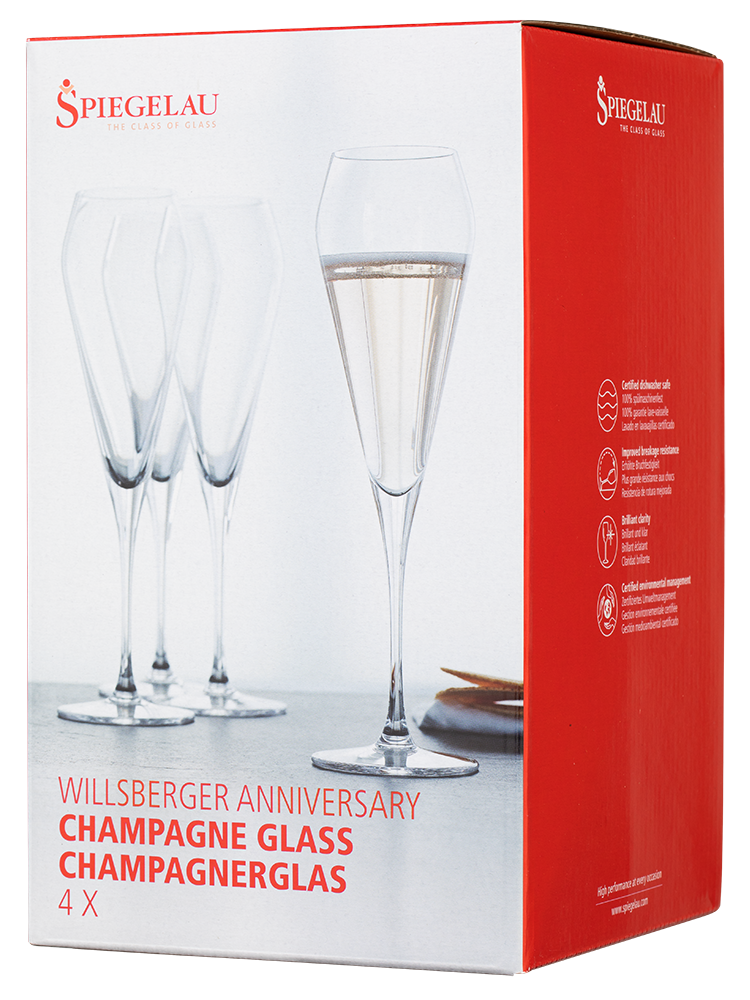 Набор из 4-х бокалов Spiegelau Willsberger Anniversary для шампанского, 0.238л, (129339), Германия, хрустальное стекло, 0.238 л, Шпигелау Виллсбергер Шампанское (набор по 4), цена 9160 рублей