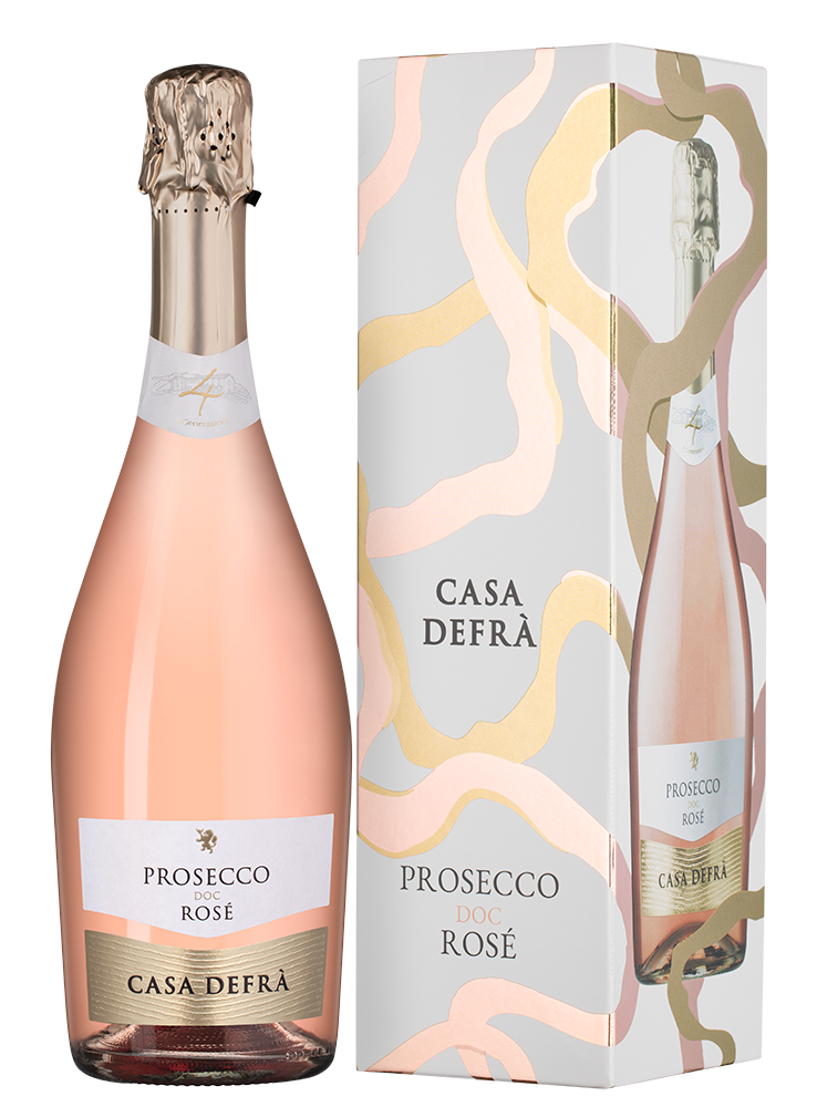 Игристое вино Prosecco Rose в подарочной упаковке, Casa Defra, 2023, (152441), Италия, Венето, розовое, брют, 0.75 л, Просекко Розе, цена 2390 рублей