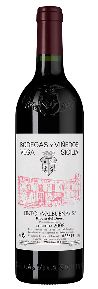 Вино Valbuena 5, Bodegas Vega Sicilia, 2008, (135958), Испания, Кастилия и Леон, красное, сухое, 0.75 л, Рибера дель Дуэро Вальбуэна 5, цена 114990 рублей