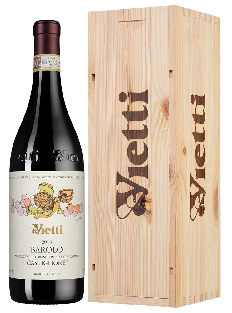 Вино Barolo Castiglione в подарочной упаковке, Vietti, 2018, (135772), Италия, Пьемонт, красное, сухое, 0.75 л, Бароло Кастильоне, цена 23490 рублей