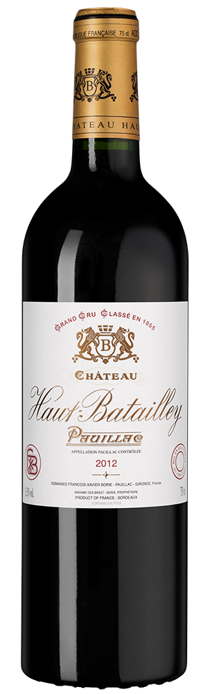 Вино Chateau Haut-Batailley, 2012, (155672), Франция, Бордо, красное, сухое, 0.75 л, Шато О-Батайе, цена 16490 рублей