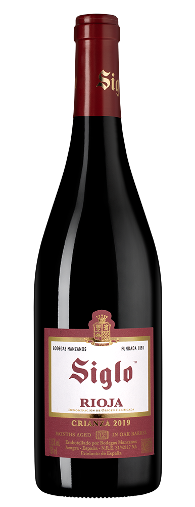 Вино Siglo Crianza, Bodegas Manzanos, 2019, (136591), Испания, Риоха, красное, сухое, 0.75 л, Риоха Сигло Крианса, цена 2290 рублей