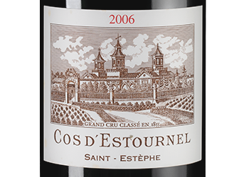 Вино Chateau Cos d'Estournel Rouge (Saint-Estephe), 2006, (150346), Франция, Бордо, красное, сухое, 0.75 л, Шато Кос д'Эстурнель Руж, цена 67490 рублей