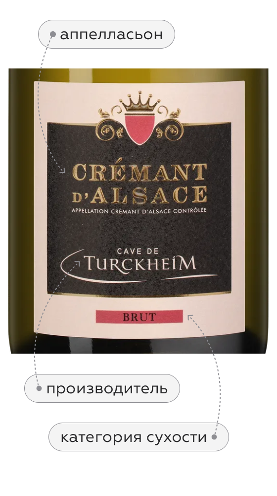 Игристое вино Turckheim Cremant d'Alsace, Cave de Turckheim, (155969), Франция, Эльзас, белое, брют, 0.75 л, Креман д`Эльзас Брют, цена 2990 рублей