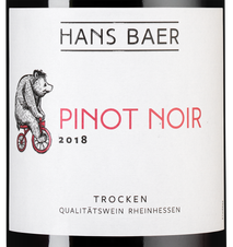 Вино Hans Baer Pinot Noir, (128734), красное полусухое, 2018 г., 0.75 л, Ханс Баер Пино Нуар цена 1190 рублей