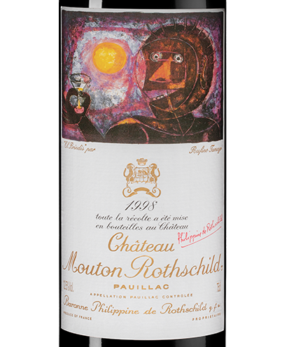 Вино Chateau Mouton Rothschild (Pauillac), 1998, (156825), Франция, Бордо, красное, сухое, 0.75 л, Шато Мутон Ротшильд, цена 279990 рублей
