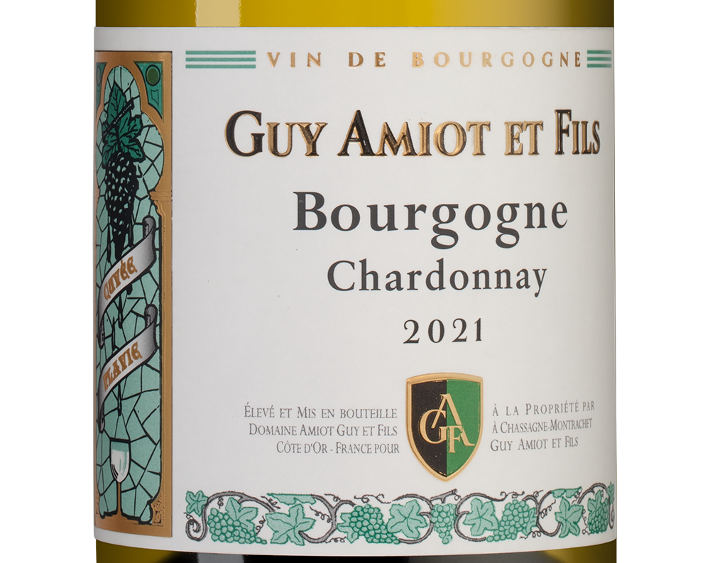 Вино Bourgogne Chardonnay, Domaine Amiot Guy et Fils, 2021, (148207), Франция, Бургундия, белое, сухое, 0.75 л, Бургонь Шардоне, цена 9490 рублей