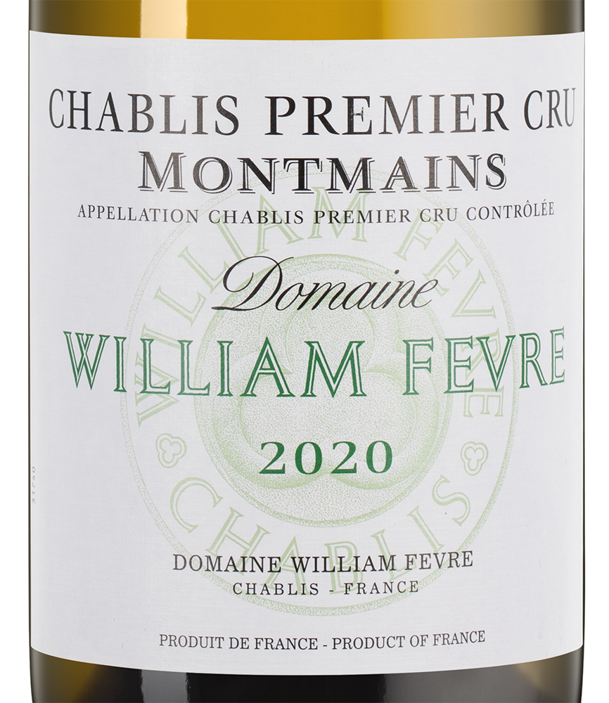 Вино Chablis Premier Cru Montmains, William Fevre, 2020, (136810), Франция, Бургундия, белое, сухое, 0.75 л, Шабли Премье Крю Монмен, цена 19990 рублей