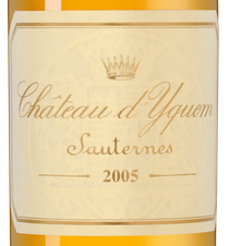 Вино Chateau d'Yquem, (136942), белое сладкое, 2005 г., 0.375 л, Шато д'Икем цена 41490 рублей