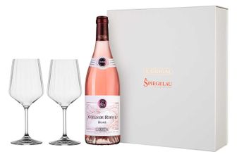 Вино Guigal Rose в подарочном наборе с 2 бокалами, (142556), розовое сухое, 2020, 0.75 л, Кот дю Рон Розе цена 7990 рублей