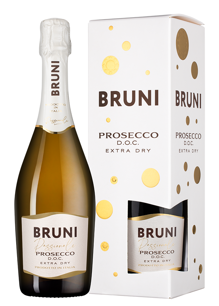 Игристое вино Bruni Prosecco Extra Dry в подарочной упаковке, (155240), Италия, Венето, белое, брют, 0.75 л, Просекко Экстра Драй, цена 2640 рублей