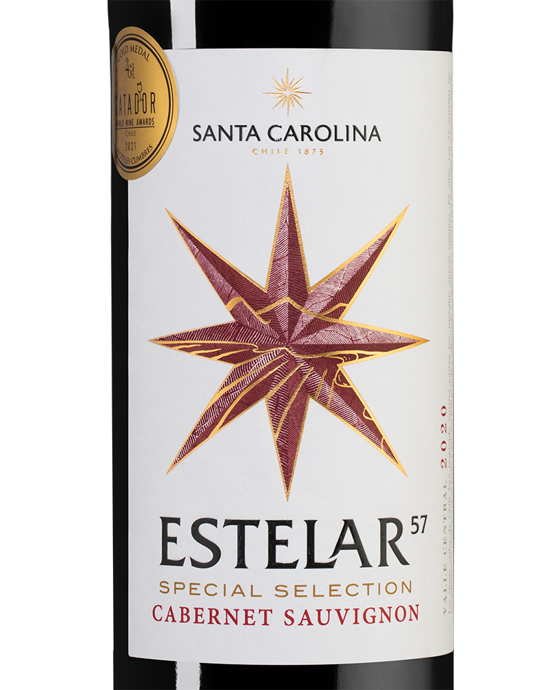 Вино Estelar Cabernet Sauvignon, Santa Carolina, 2020, (139012), Чили, Центральная Долина, красное, сухое, 0.75 л, Эстелар Каберне Совиньон, цена 1043 рублей