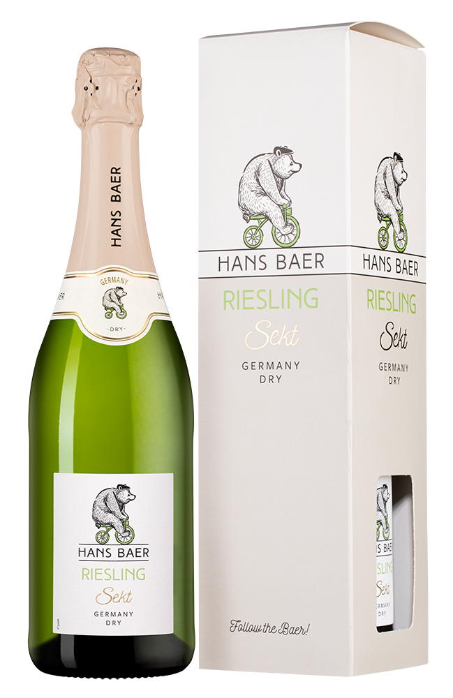 Игристое вино Hans Baer Riesling Sekt в подарочной упаковке, Weinkellerei Hechtsheim, (157933), Германия, Рейнгессен, белое, сухое, 0.75 л, Ханс Баер Рислинг Зект, цена 2290 рублей