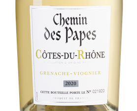 Вино Chemin des Papes Cotes du Rhone Blanc, (138835), белое сухое, 2020 г., 0.75 л, Шемен де Пап Кот-дю-Рон Блан цена 1390 рублей