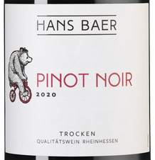 Вино Hans Baer Pinot Noir, (132088), красное полусухое, 2020 г., 0.75 л, Ханс Баер Пино Нуар цена 1490 рублей