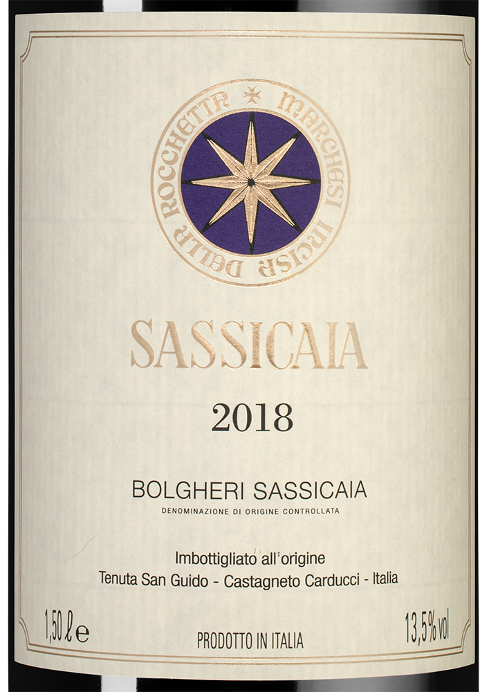 Вино Sassicaia, Tenuta San Guido, 2018, 1.5л, (127746), Италия, Тоскана, красное, сухое, 1.5 л, Сассикайя, цена 284990 рублей