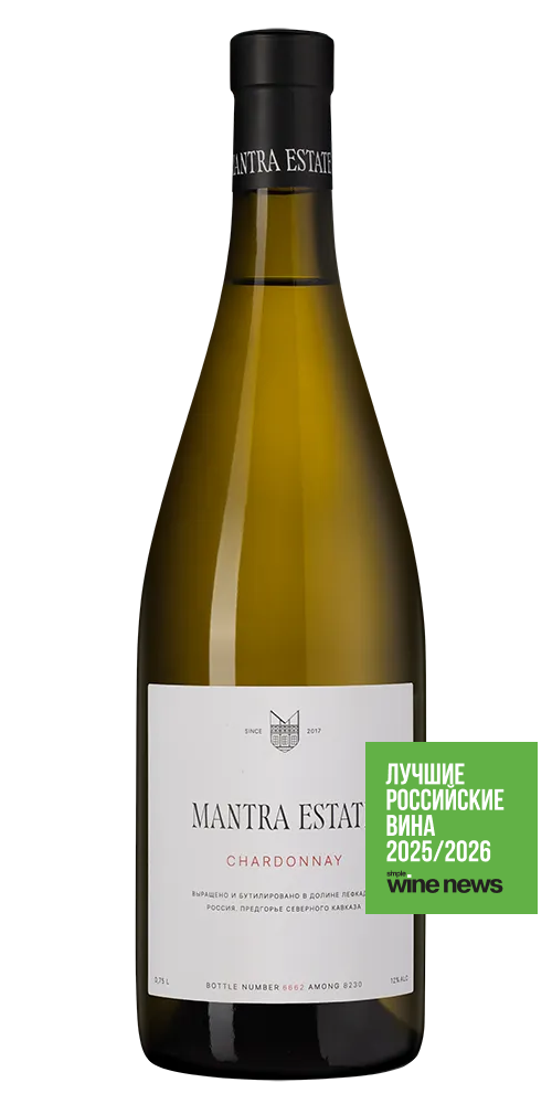 Вино Mantra Шардоне, Mantra Estate, 2023, (152763), Россия, Кубань, белое, сухое, 0.75 л, Шардоне, цена 3990 рублей