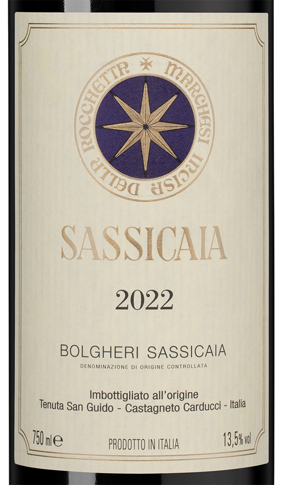 Вино Sassicaia, Tenuta San Guido, 2022, (156074), Италия, Тоскана, красное, сухое, 0.75 л, Сассикайя, цена 74990 рублей