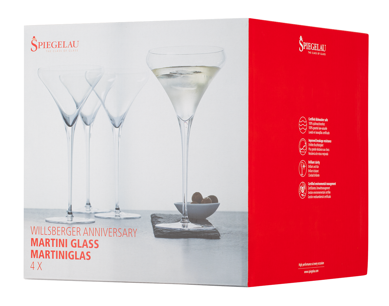 Набор из 4-х бокалов Spiegelau Willsberger Anniversary для мартини, 0.26л, (129340), Германия, хрустальное стекло, 0.26 л, Шпигелау Виллсбергер Мартини (набор по 4), цена 6870 рублей