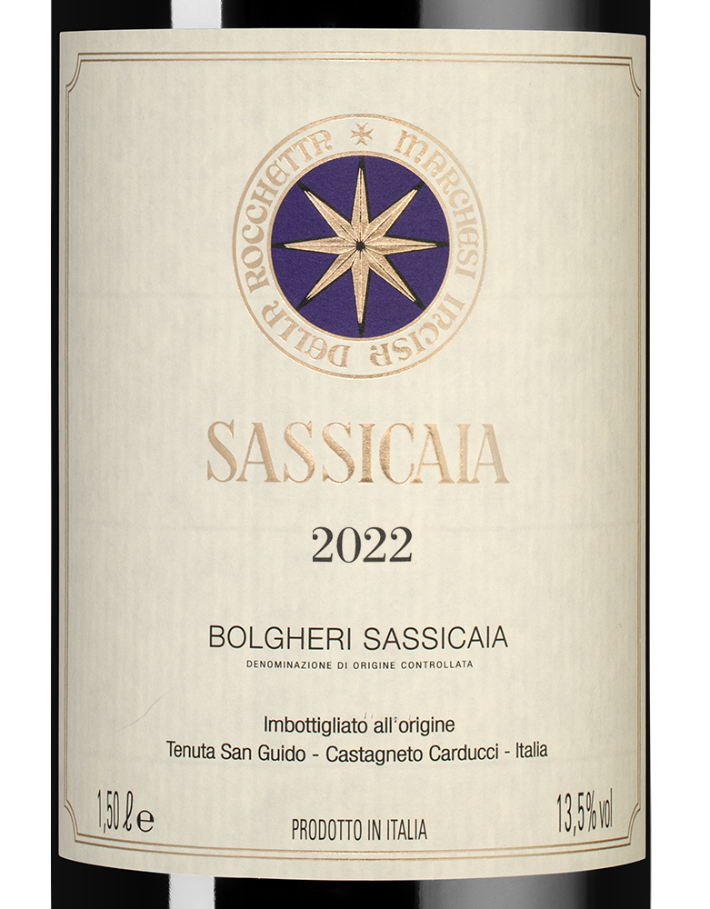Вино Sassicaia, Tenuta San Guido, 2022, 1.5л, (155880), Италия, Тоскана, красное, сухое, 1.5 л, Сассикайя, цена 174990 рублей