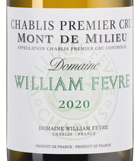 Вино Chablis Premier Cru Mont de Milieu, (138404), белое сухое, 2020 г., 0.75 л, Шабли Премье Крю Мон де Милье цена 14990 рублей